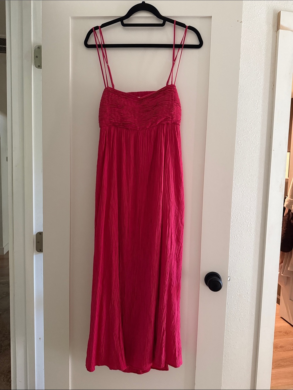 Abercrombie & Fitch Hot Pink Maxi Dress with Double Spaghetti Straps